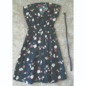 Gorgeous Black Floral Vintage Dress